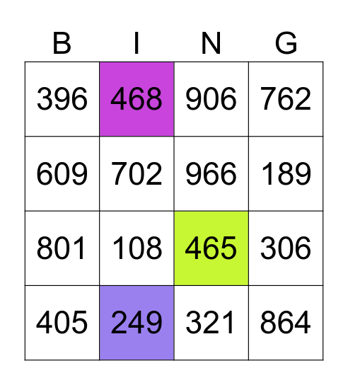 numere divizibile cu 3 Bingo Card