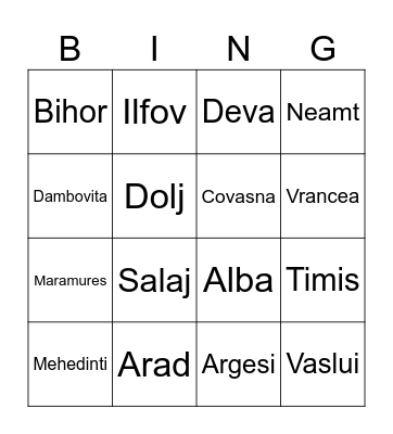 Judete din Romania Bingo Card