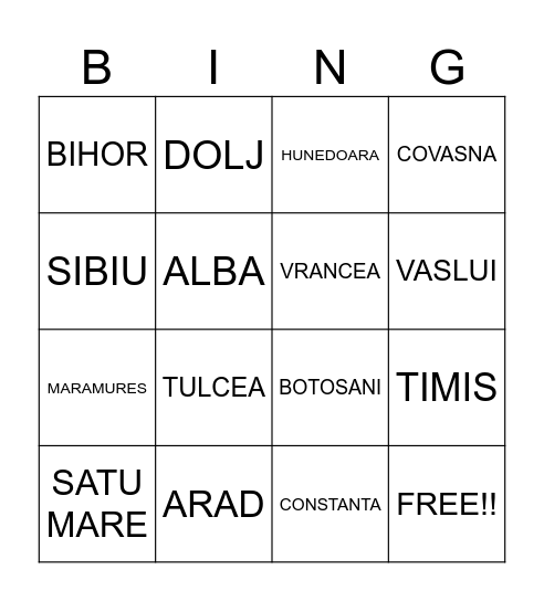Judete Bingo Card