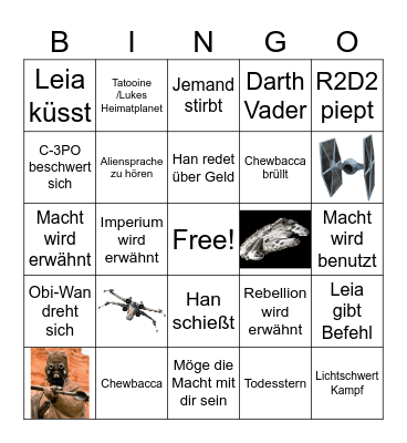 Star Wars Episode IV Bingo Card
