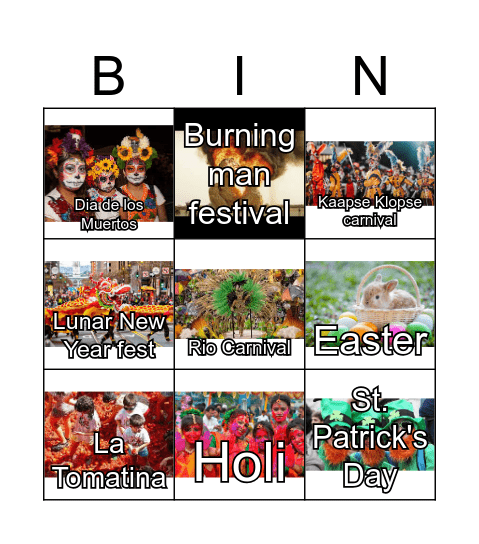 World Festivals and Celebrations Bingo Card