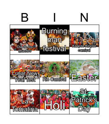 World Festivals and Celebrations Bingo Card