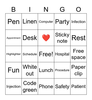 Hospital week Bingo Card