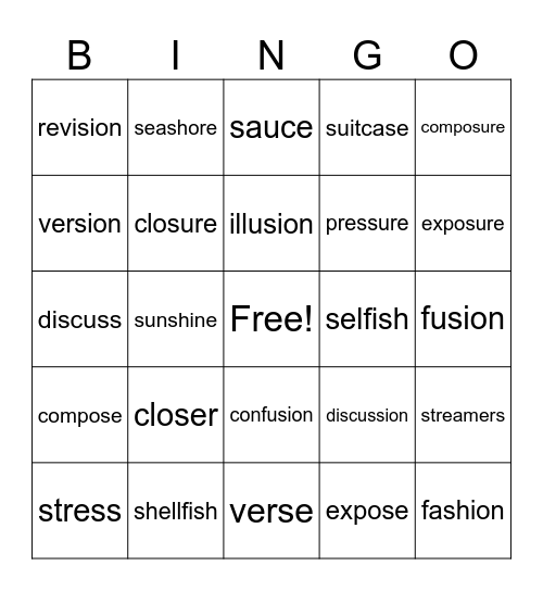 Unit 4 Review Activity Bingo Card