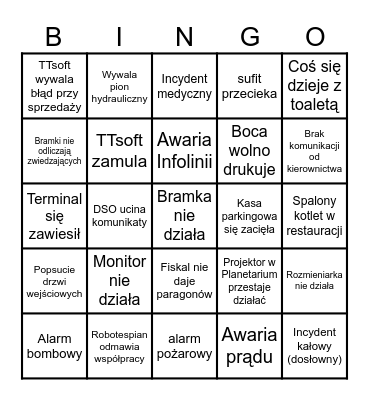 Co dziś się popsuje Bingo Card