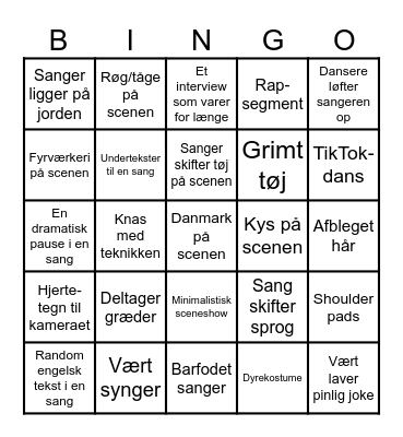 Eurovision 5 Bingo Card
