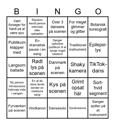 Eurovision 6 Bingo Card