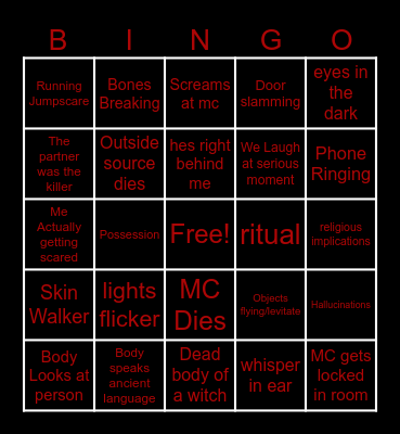 Mortuary Assistant Bingo Card