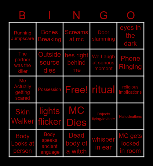 Mortuary Assistant Bingo Card