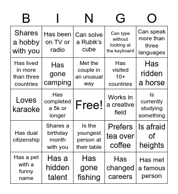 Mingo / Bingle Bingo Card