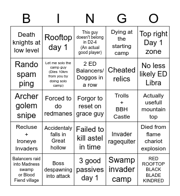 Nightreign moment bingo Card