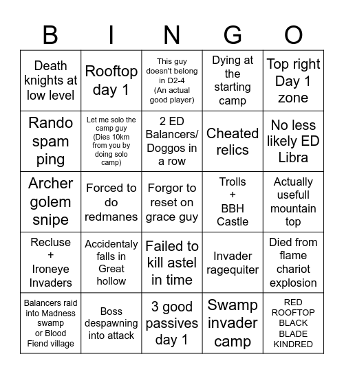 Nightreign moment bingo Card