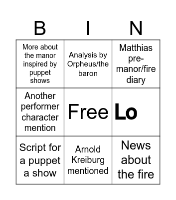 Matthias letter Bingo Card