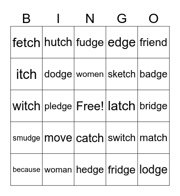 Lessons 69&70 Bingo Card