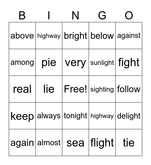 Lessons 87&88 Bingo Card