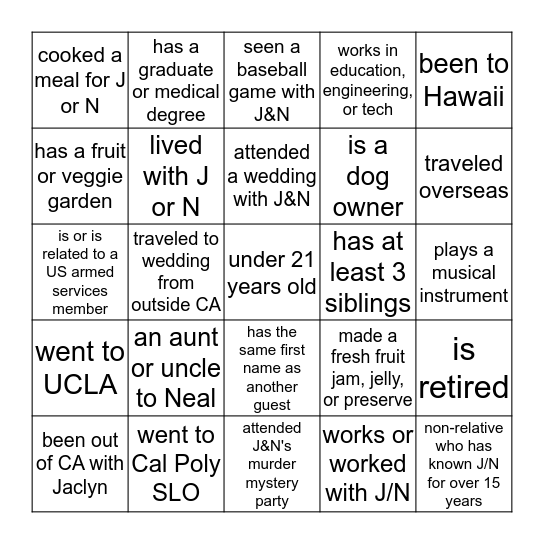 Someone Who... Bingo Card