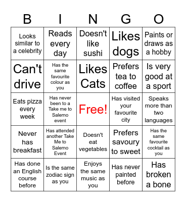 Find someone who... Bingo Card