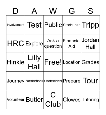Sponsored Group Bingo Card