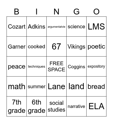 END OF THE YEAR BINGO Card