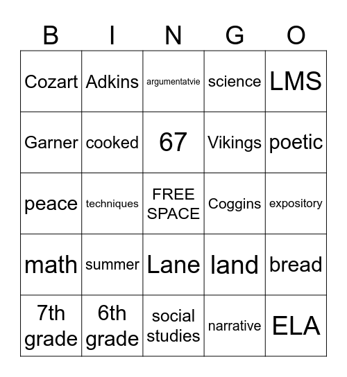 END OF THE YEAR BINGO Card