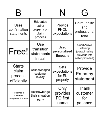 Customer Experience Bingo Card