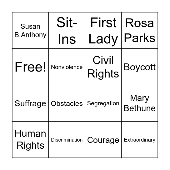People Who Fought for a Cause Bingo Card