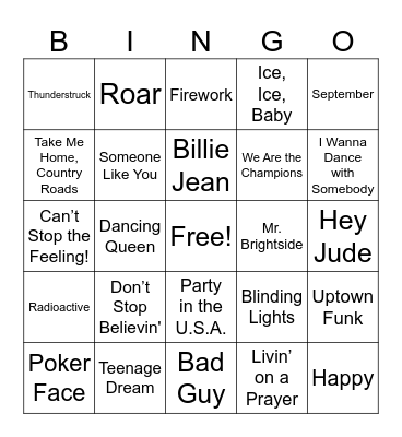 Music Bingo Card