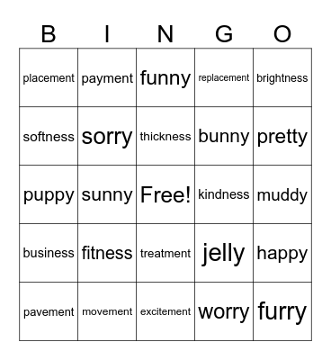 week 34 last spelling bingo Card
