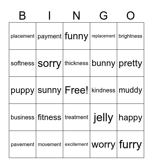 week 34 last spelling bingo Card