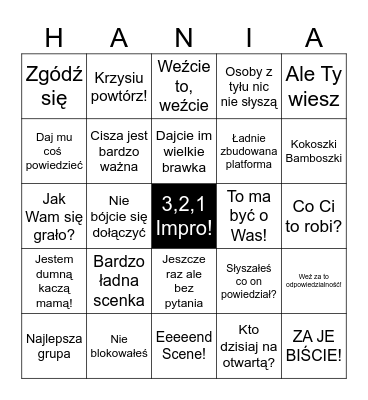 Bingo Pasiec Bingo Card