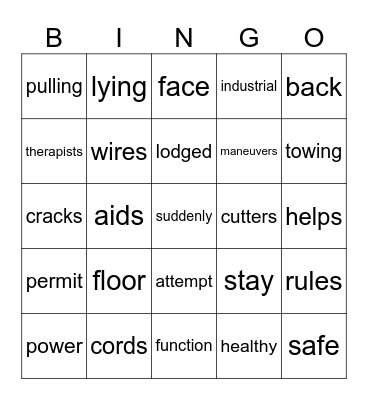 Tool box Talk! Bingo Card