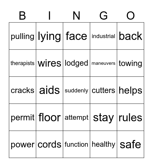 Tool box Talk! Bingo Card