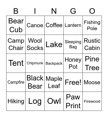 Bear Bingo Card