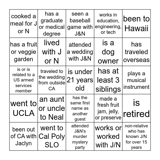 Someone Who... Bingo Card