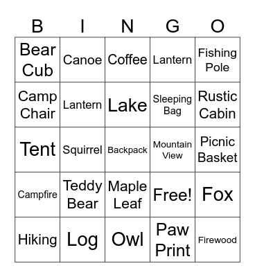 Bear Bingo Card