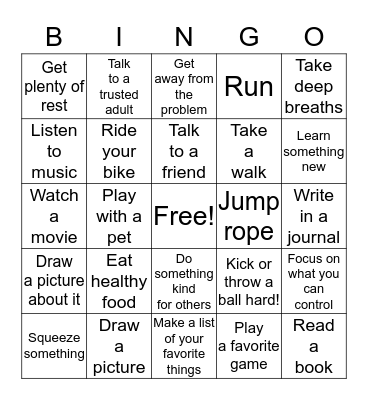 Coping with Life Bingo Card