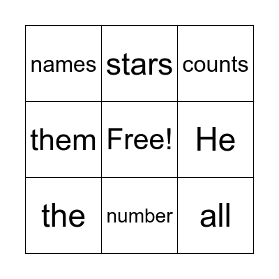 Psalm 147:4 Bingo Card