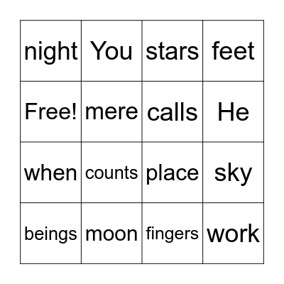 Psalm 8:3-4; 147:4 Bingo Card