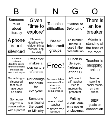 PL Bingo Card
