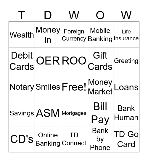 TD Bingo Card