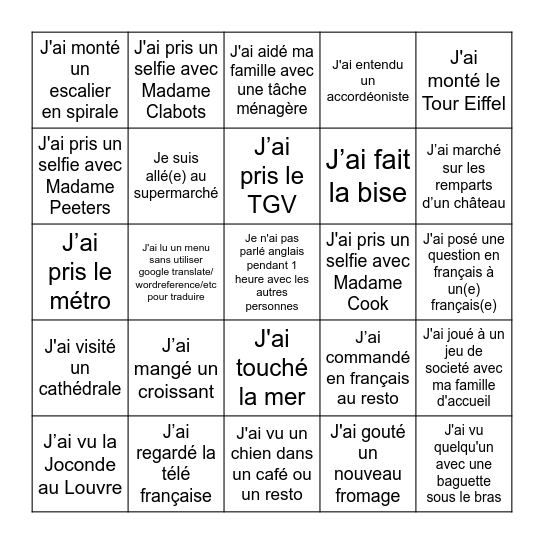 LOTO! Bingo Card