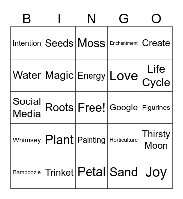 Succulent Bingo Card