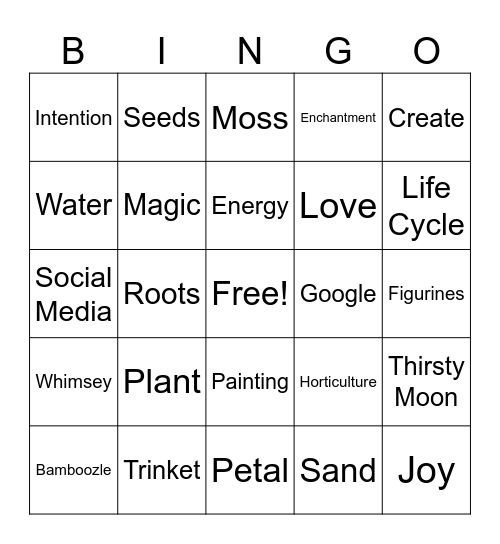 Succulent Bingo Card