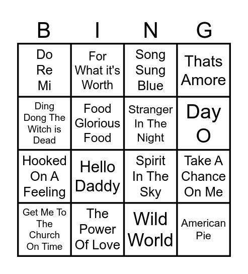 Silver and Gold Bingo Card