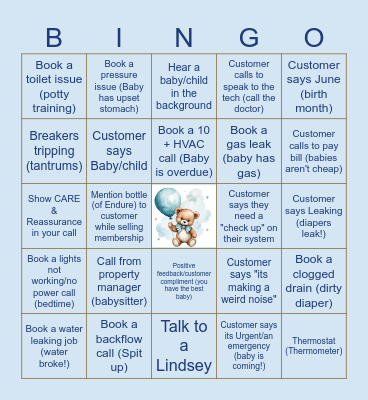 Baby Shower Bingo Card