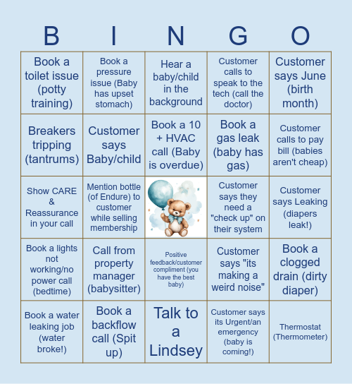 Baby Shower Bingo Card