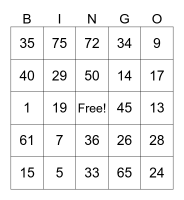 Bingo Card