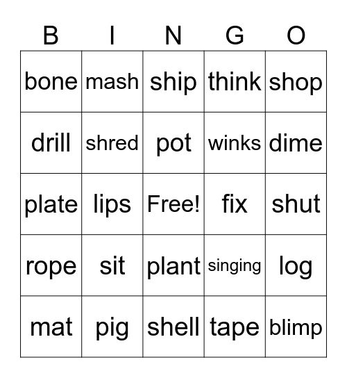 Fundations Level 1 Bingo Card