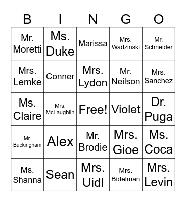 End of Year Geometry BINGO Card