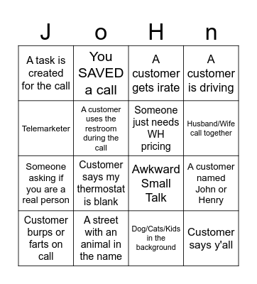 JH CSR Bingo Card
